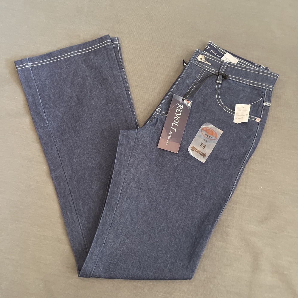 Revolt Jeans Co Women's Flared Dark Denim Jeans Size 7/8 Stretch